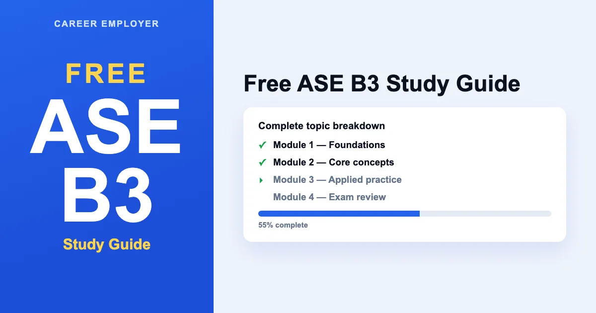 Ase Stage Project FREE ASE B3 Study Guide 2026 + Quizzes & Readiness Score