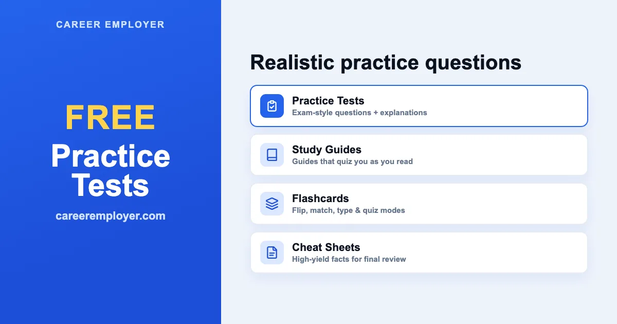 Free Practice Tests for 400+ Exams (2026)