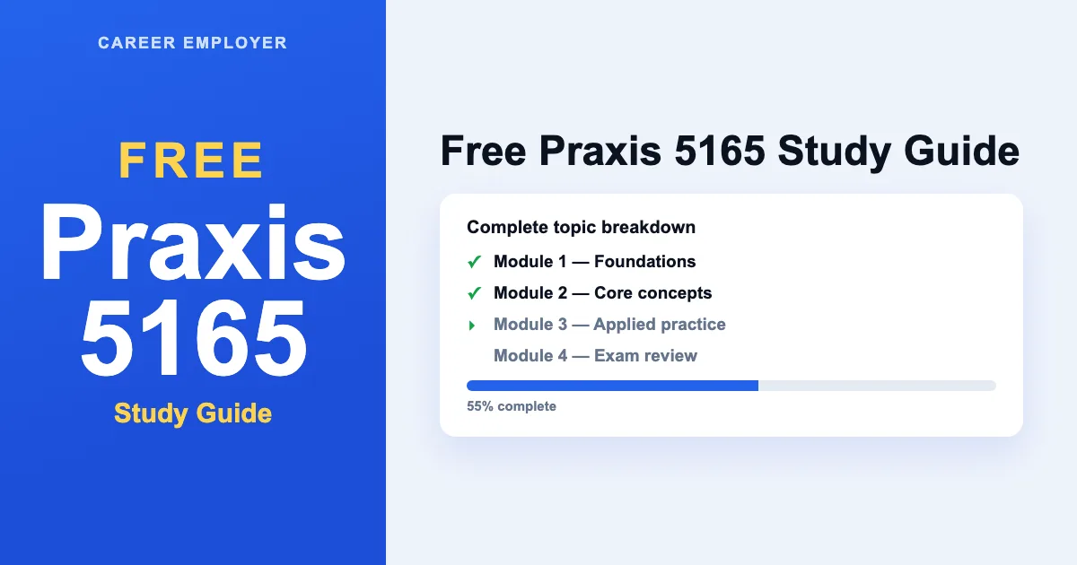 Integer Study Practice FREE Praxis 5165 Study Guide 2026 + Readiness Score