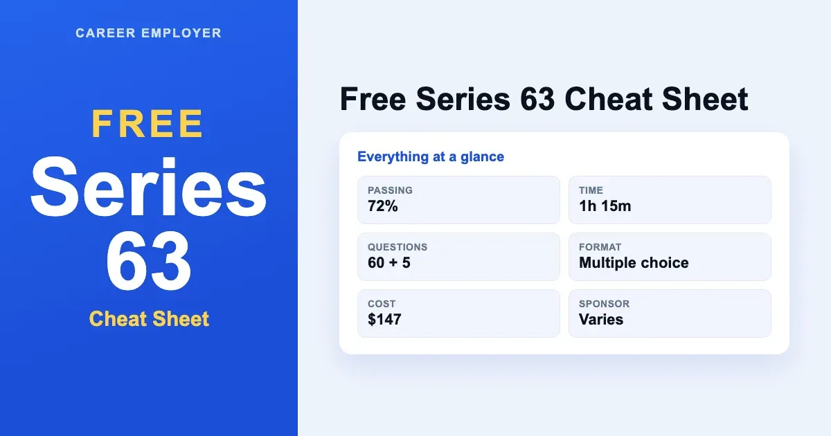 Free Series 63 Cheat Sheet 2026 — Downloadable PDF